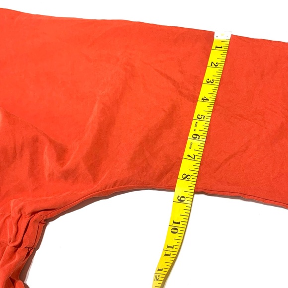 Orange Elasticized Waistband Rolled Up Sleeves Mini Dress Small - Picture 6 of 7